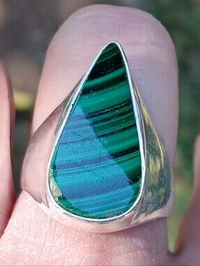New Men's Malachite 925 Silver Ring.